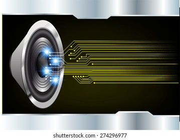 Sound waves oscillating glow yellow light, Abstract Technology background for computer graphic website internet business. circuit. Vector illustration. volume