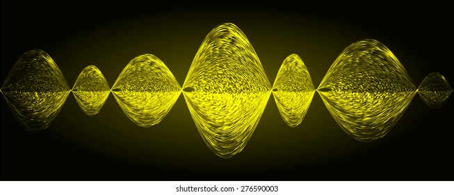 Sound waves oscillating glow yellow light, Abstract technology background. Vector. infographics.