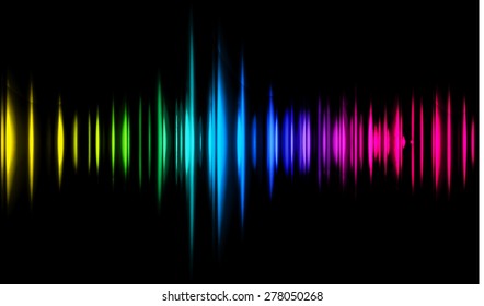 Sound waves oscillating glow yellow green blue purple pink  light, Abstract technology background. Vector. infographics. wave