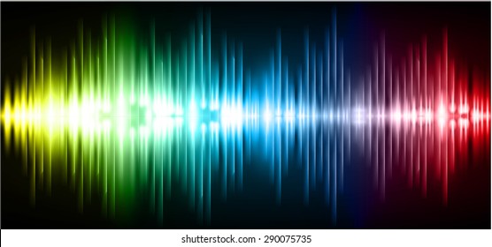 Sound waves oscillating glow yellow blue red light, Abstract technology background. Vector. infographics