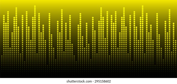 Sound waves oscillating glow yellow light, Abstract technology background. Vector.