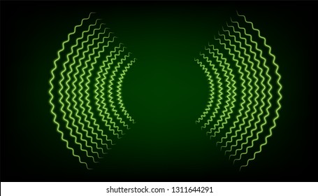 Sound waves oscillating green light, Abstract technology background. Vector.
