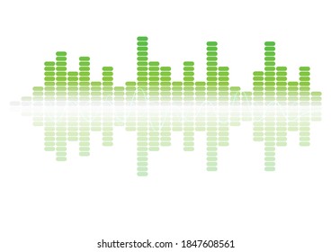Sound waves oscillating green on white background, Abstract technology vector.