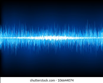 Sound waves oscillating on black background. EPS 8 vector file included