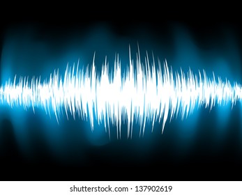 Sound waves oscillating on black background. EPS 8 vector file included