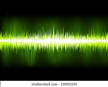 Sound waves oscillating on black background. EPS 10 vector file included