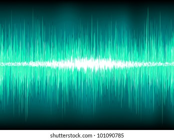 Sound waves oscillating on blue background. EPS 8 vector file included