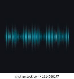 Sound waves oscillating on dark background. Vector illustration for club, radio, party, concerts or the audio technology.