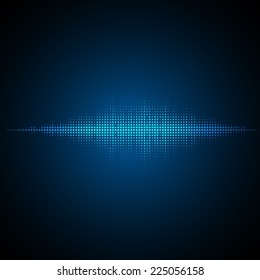 Olas sonoras oscilando sobre fondo oscuro. Ilustración vectorial para club, radio, fiesta, conciertos o el fondo de publicidad de la tecnología de audio.