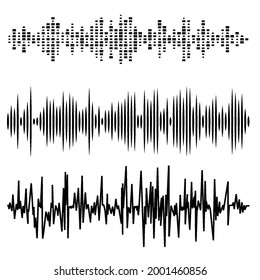 Sound Waves. Playing Song Visualization, Radiofrequency Lines, and Sounds Amplitudes. Can be Used for Radio, Music Clubs Projects, DJ Show, Concerts, Recitals, Audio Logo or Musical Pulse Background