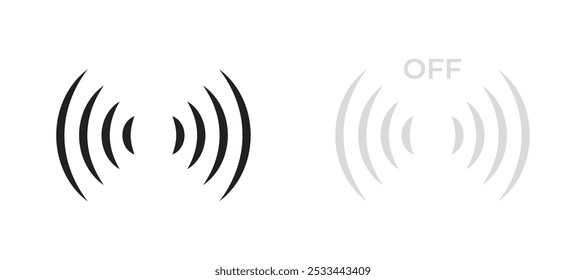 Ondas sonoras. Ícone de radar definido. Sinal sonar. Ilustração vetorial.
