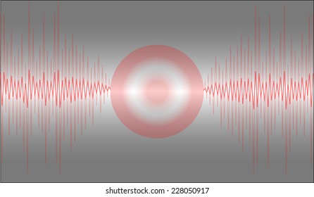 Sound waves red that seemed to be sucked or swallowed up in a circle.on black background