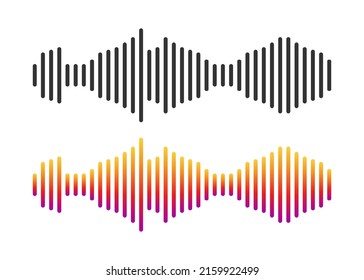 Sound waves set, audio digital equalizer technology, musical pulse vector Illustrations on a white background