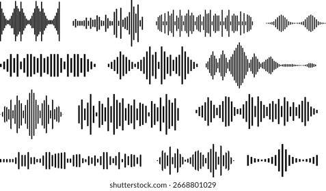 Conjunto de Ondas Sonoras | Gráfico de frequência de áudio para produção de música, reconhecimento de voz e efeitos visuais