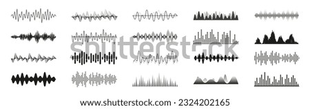 Sound waves set. Audio waveform collection. Vector illustration.