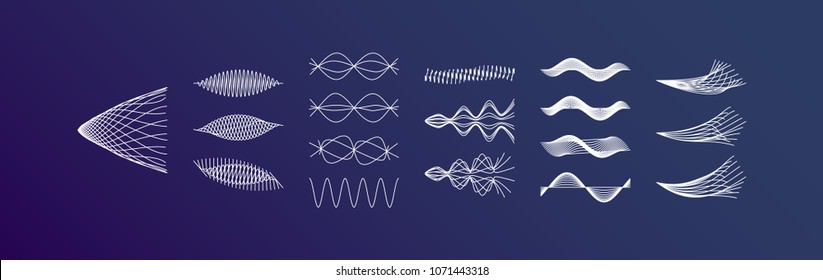 Sound waves set. Dynamic effect. Vector illustration. 