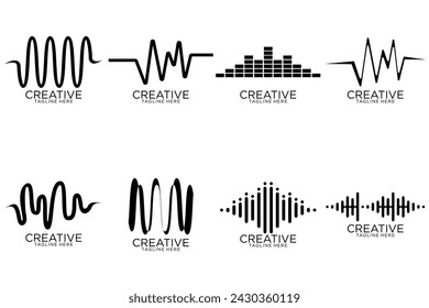 Sound waves set. Modern sound equalizer. Radio wave icons. Volume level symbols