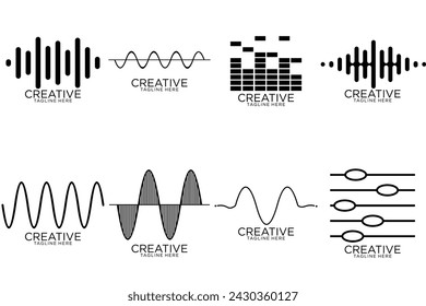 Sound waves set. Modern sound equalizer. Radio wave icons. Volume level symbols