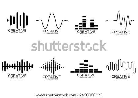 Sound waves set. Modern sound equalizer. Radio wave icons. Volume level symbols