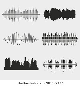 Sound waves set. Music waves. Audio equalizer