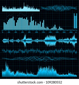 Sound waves set. Music background. EPS 8 vector file included