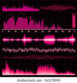 Sound waves set. Music background. EPS 10 vector file included