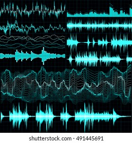 Sound waves set. Music background. EPS 10 vector file included