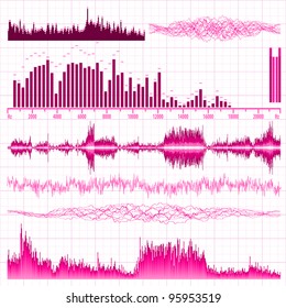 Sound waves set. Music background. EPS 8 vector file included
