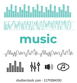 Sound waves set. Radio wave form vector