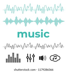 Sound waves set. Radio wave form vector