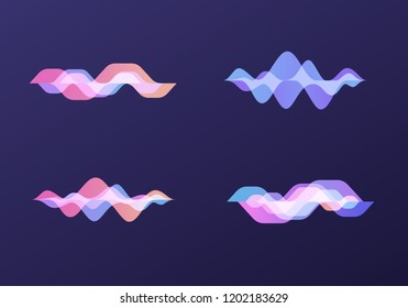 Sound Waves Set. Vector Illustration Personal Assistant And Voice Recognition On Mobile App. For Website And Mobile Website Development. Eps 10.