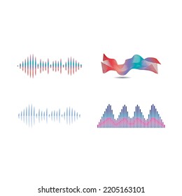 Diseño de iconos de ilustración de conjunto de ondas de sonido