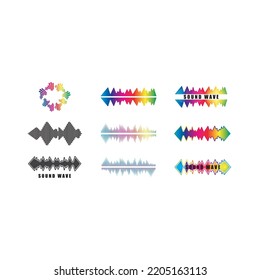 Diseño de iconos de ilustración de conjunto de ondas de sonido