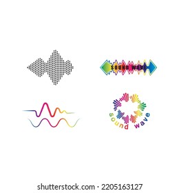 Diseño de iconos de ilustración de conjunto de ondas de sonido