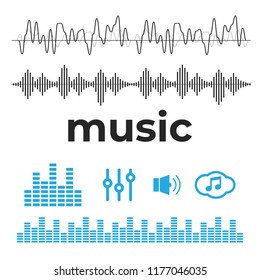 Sound waves sign and symbol in flat style