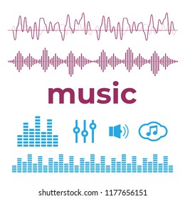 Sound waves sign and symbol in flat style