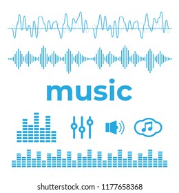 Sound waves sign and symbol in flat style