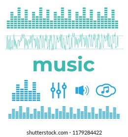 Sound waves sign and symbol in flat style