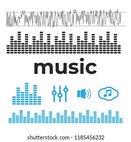 Sound waves sign and symbol in flat style