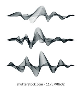 Sound waves track design. Set of audio waves. Abstract equalizer. Vector illustration