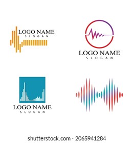 Plantilla de diseño de ilustraciones vectoriales de ondas de sonido