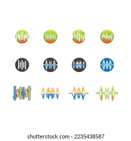 Plantilla de diseño de ilustraciones vectoriales de ondas de sonido