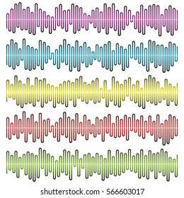 Sound waves vector set. Audio equalizer. Sound & audio waves isolated on white background.
