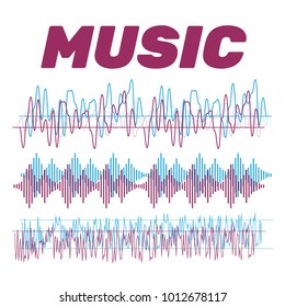 Sound waves vector. Sound waves sign and symbol in flat style