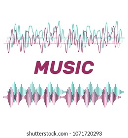 Sound waves vector. Sound waves sign and symbol in flat style