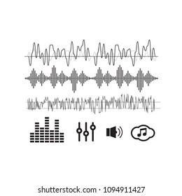 Sound waves vector. Sound waves sign and symbol in flat style