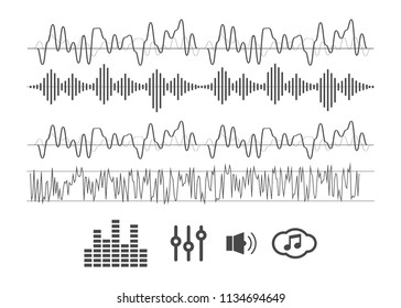 Sound waves vector. Sound waves sign and symbol in flat style