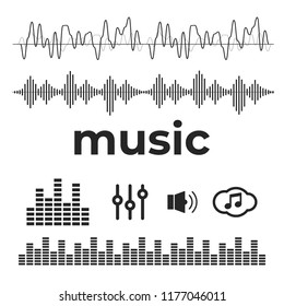 Sound waves vector. Sound waves sign and symbol in flat style