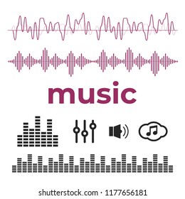 Sound waves vector. Sound waves sign and symbol in flat style