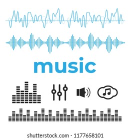 Sound waves vector. Sound waves sign and symbol in flat style